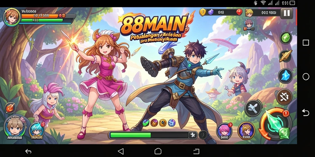 Screenshot menarik dari gameplay 88MAIN yang penuh aksi dan karakter anime.