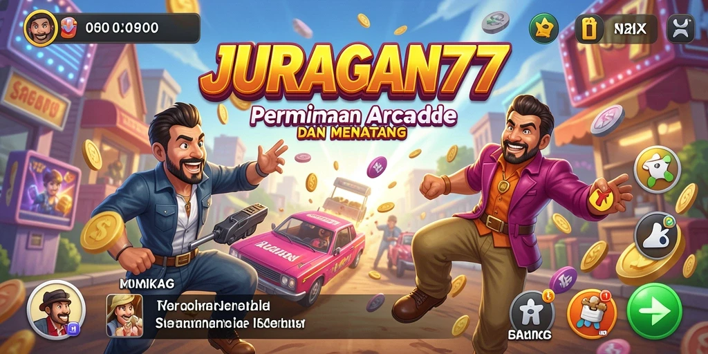 Screenshot JURAGAN77 menampilkan gameplay seru dengan karakter dan level yang berwarna.