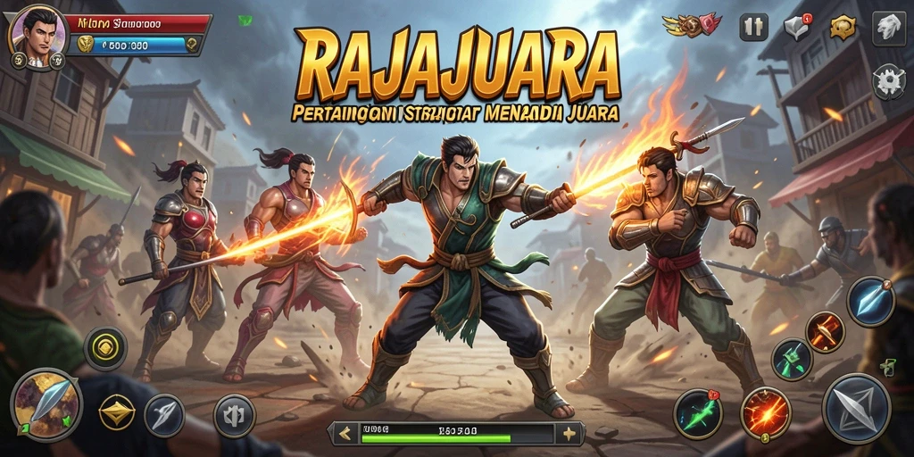 Screenshot utama RAJAJUARA dengan gameplay SLG yang menarik.
