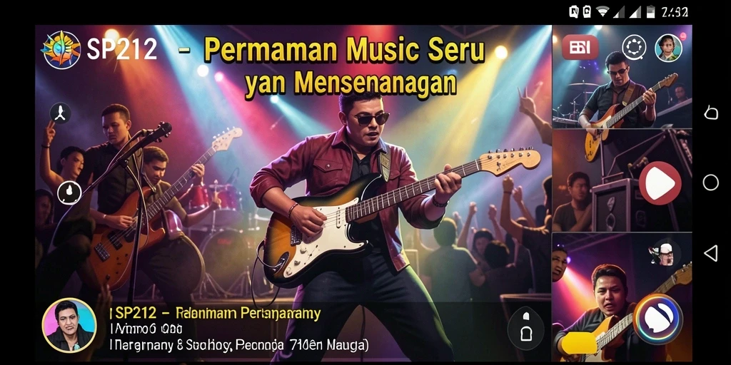 Tangkapan layar utama SP212 yang menampilkan gameplay Musik menarik.